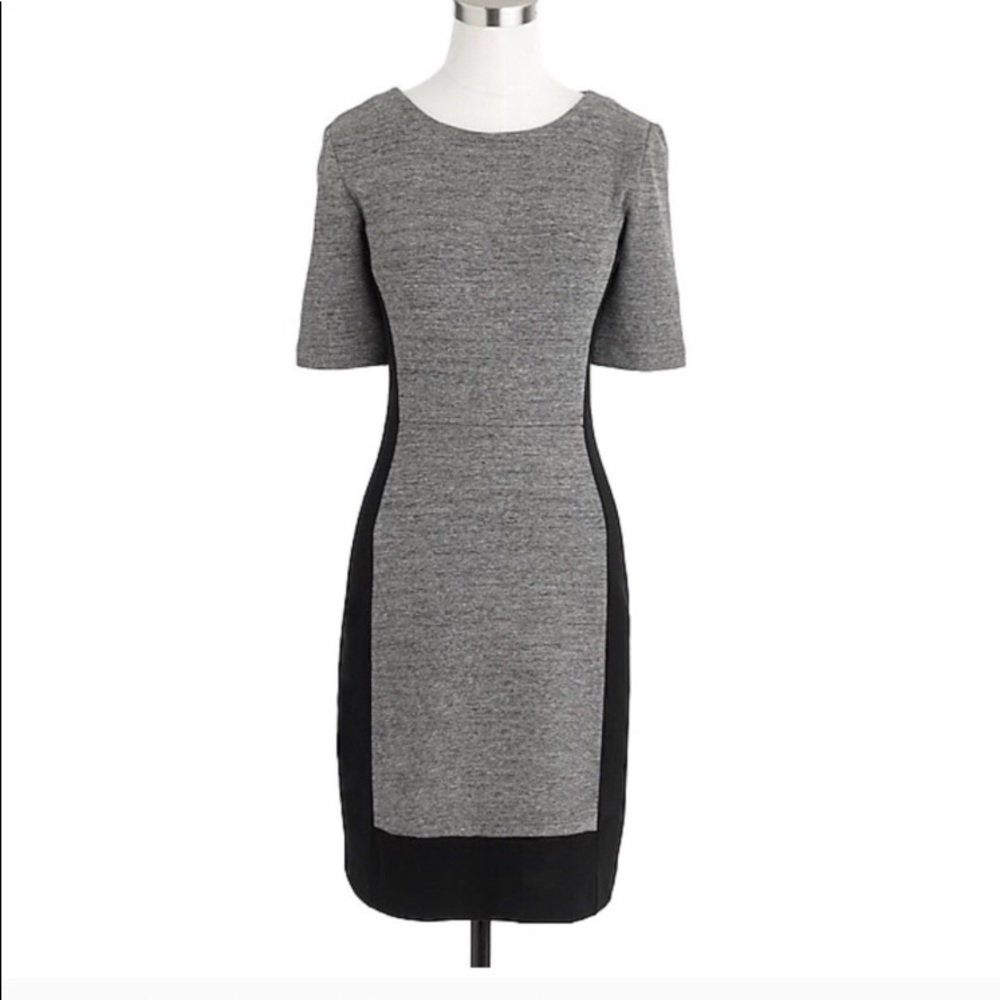 JCrew gray and black colorblock 3/4 sleeve dress